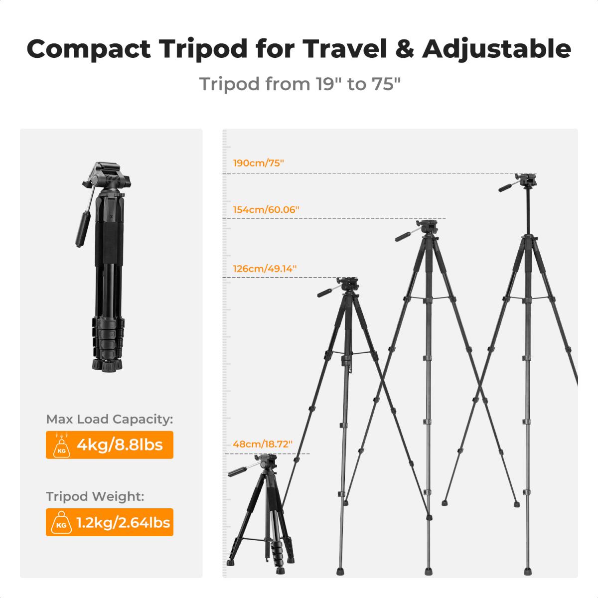 Tripie Profesional K&F Concept Portátil de Alta Resistencia 190cm