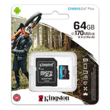 Tarjeta de Memoria Kingston MicroSD 64GB Canvas Go! Plus 170MB/s