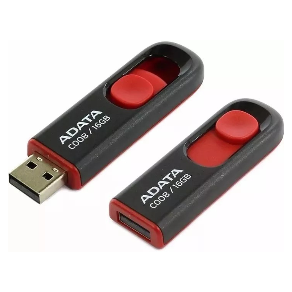 USB ADATA C008 de 16GB 2.0 Negro con Rojo