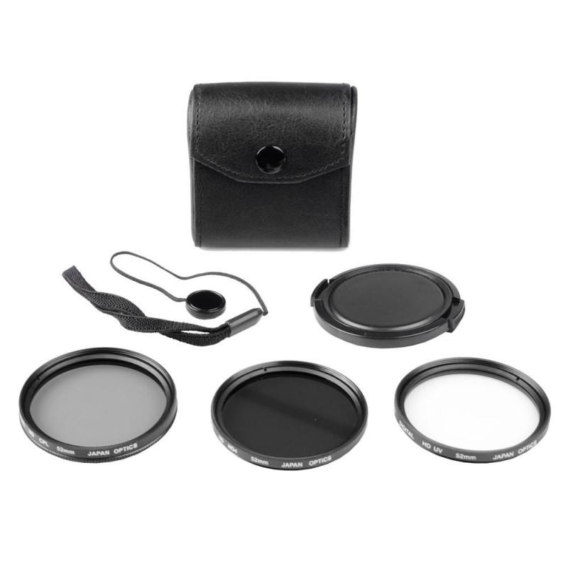 Kit de 3 Filtros Bower 55mm (UV, CPL Y DN) Con Tapa y Sujetador VFK55MM