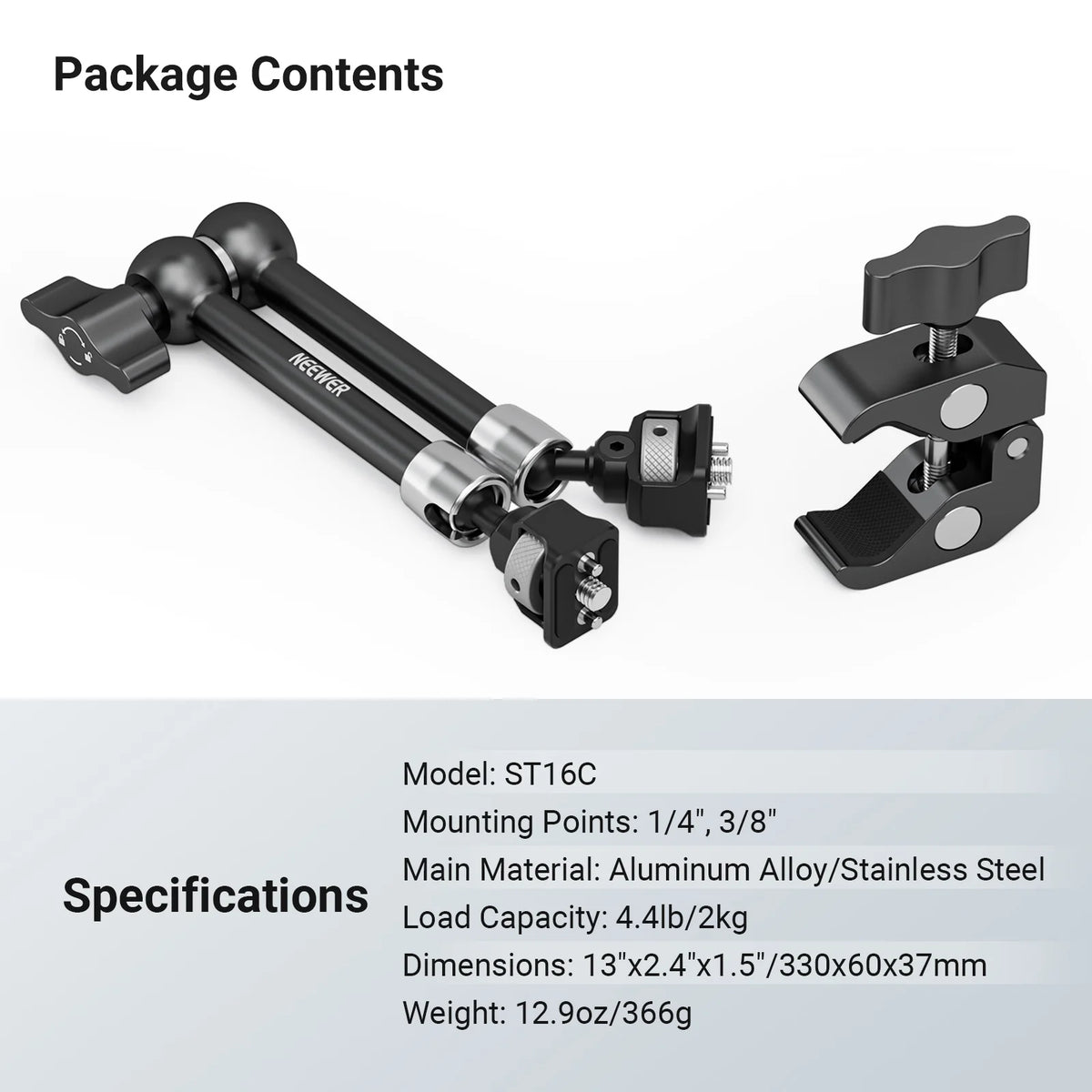 Brazo Mágico de 11" con Super Clamp ST16C Neeweer
