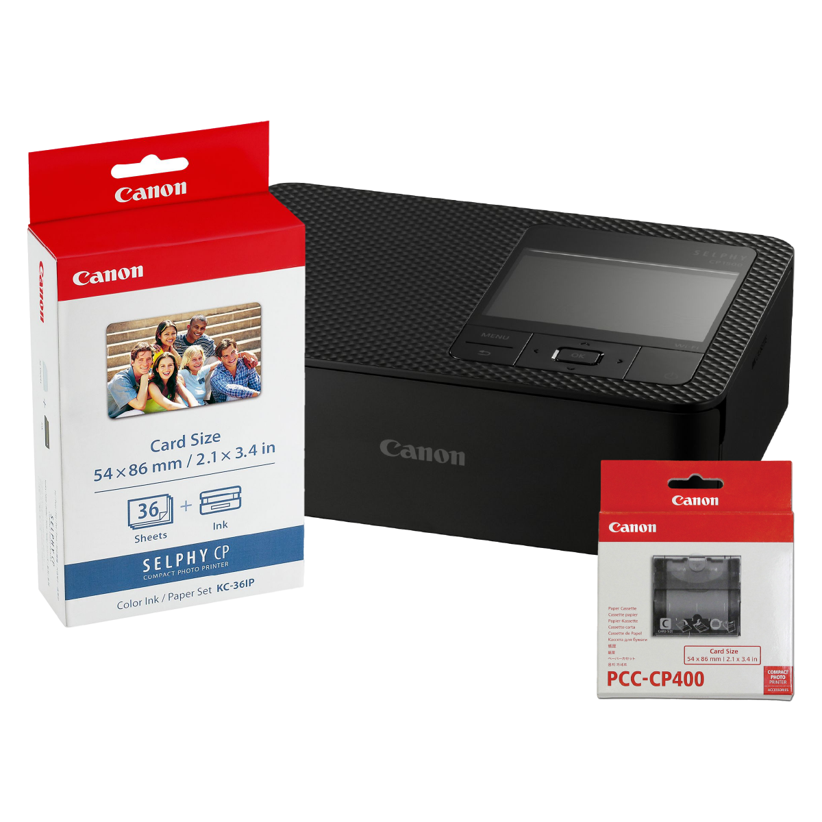 Impresora Canon SELPHY CP1500 Negra + PCC-CP400 + 3 KC-36IP