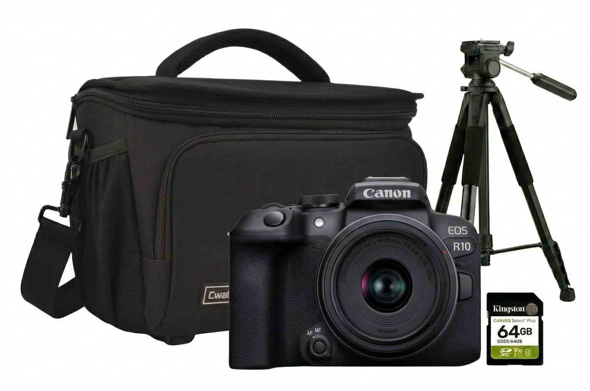 Kit Cámara Canon R10 + Mochila + Tarjeta 64GB + Tripié