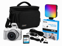 Kit Cámara Canon R50 + Mochila + Micrófono + Lámpara + Tarjeta 64GB