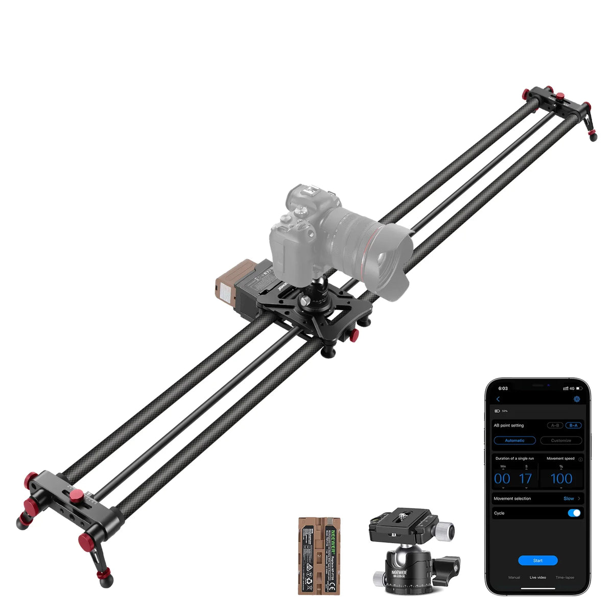 Slider Motorizado de Fibra de Caborno Neewer ER1 80CM