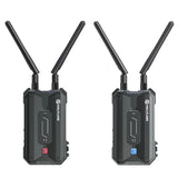 Hollyland Pyro H con transmisor y receptor inalámbricos 4K HDMI, ambos con antenas dobles sobre fondo blanco.
