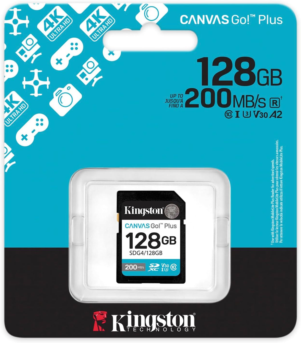 Tarjeta de Memoria Kingston 128GB Canvas Go! Plus 200MB/S