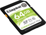Tarjeta de Memoria Kingston 64GB SDHC Clase 10 Canvas Select Plus