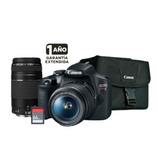 KIT EOS REBEL T7 CON LENTES 18-55MM Y 75-300MM TARJETA SD64GB Y MALETA 200ES + GARANTIA EXTENDIDA