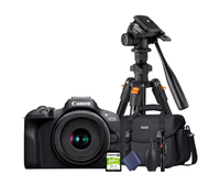 KIT Cámara R100 RF-S 18-45mm F4.5-6.3 IS STM + Tripié + Tarjeta de 64 GB + Maleta + accesorios de limpieza