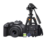 KIT Cámara R10 RF-S18-45mm  F4.5-6.3 IS STM + Tripié + Tarjeta de 64 GB + Maleta + accesorios de limpieza