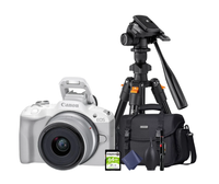 KIT Cámara R50 RF-S 18-45mm F4.5-6.3 IS STM (White) + Tripié + Tarjeta de 64 GB + Maleta + accesorios de limpieza