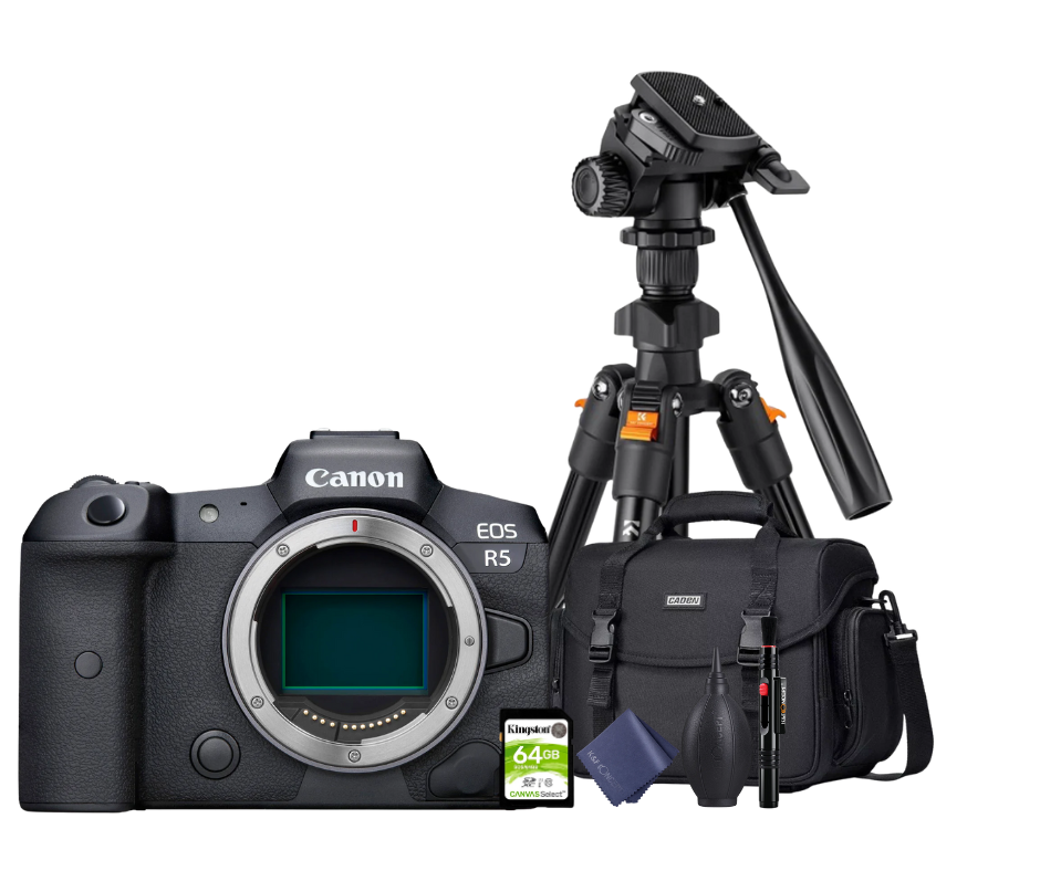 KIT Cámara R5 Body + Tripié + Tarjeta de 64 GB + Maleta + accesorios de limpieza