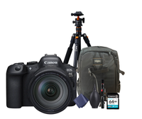 KIT Cámara R6 Mark II RF24-105mm F4 L IS USM + Tripié + Tarjeta de 64 GB + Mochila + accesorios de limpieza