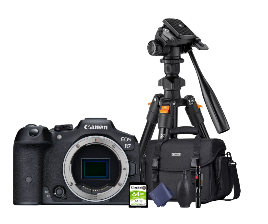 KIT Cámara R7 Body + Tripié + Tarjeta de 64 GB + Maleta + accesorios de limpieza