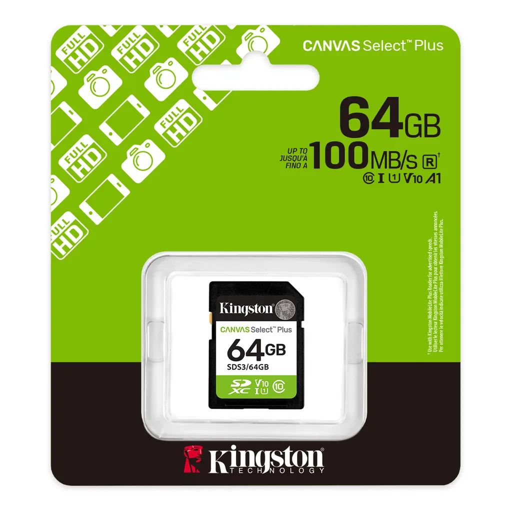 Tarjeta De Memoria Kingston 64GB  SDXC Canvas Select Plus Gen3
