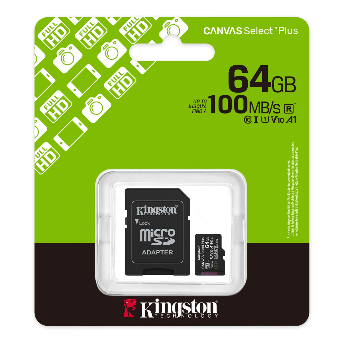 Tarjeta de Memoria MicroSD Kingston de 64GB Canvas Select Plus