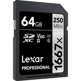 Tarjeta de Memoria Lexar SDXC UHS-II 64GB Professional 1667X V60 U3