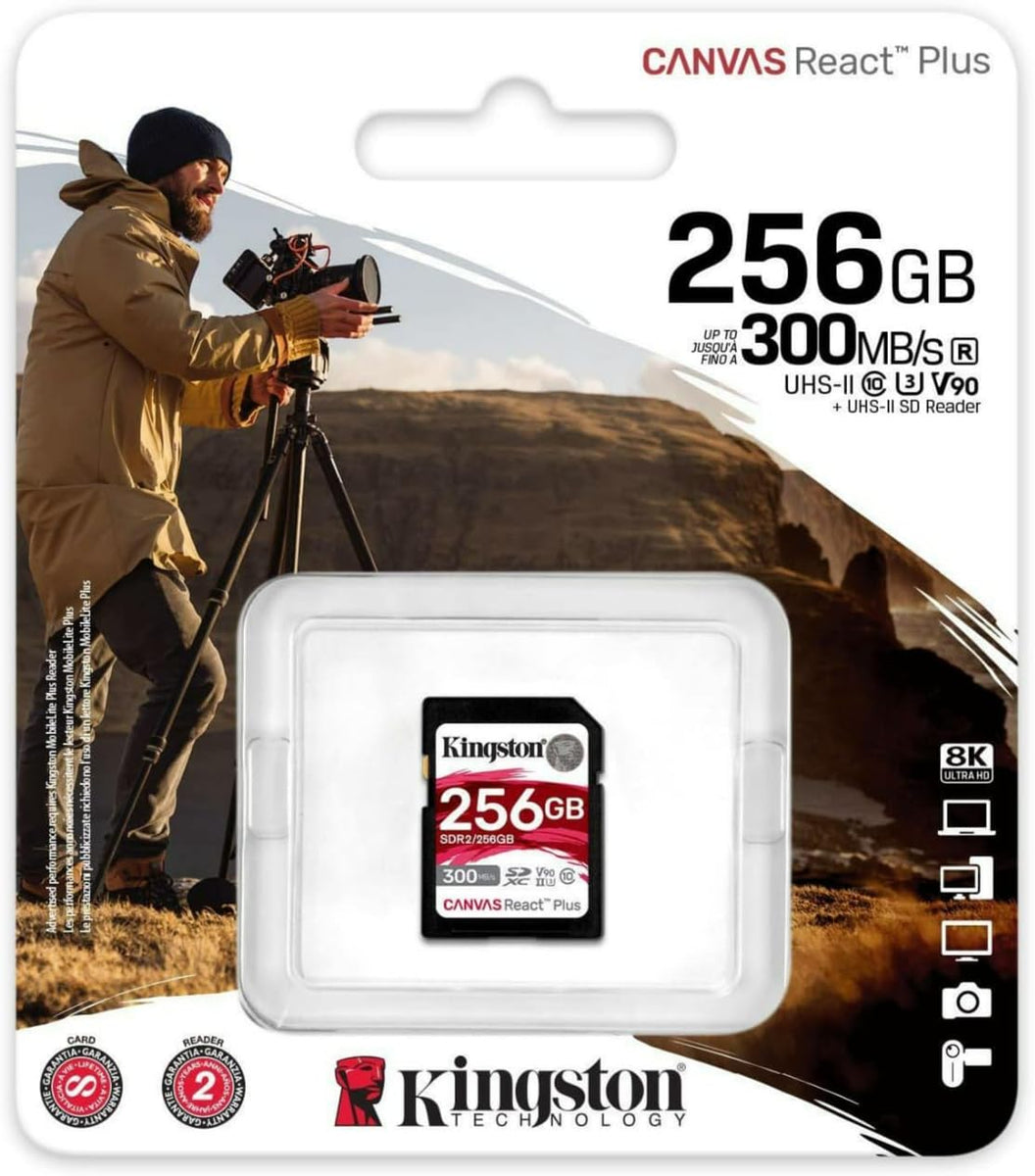 Tarjeta de memoria SDXC Kingston 256GB Canvas React Plus 300MB/S