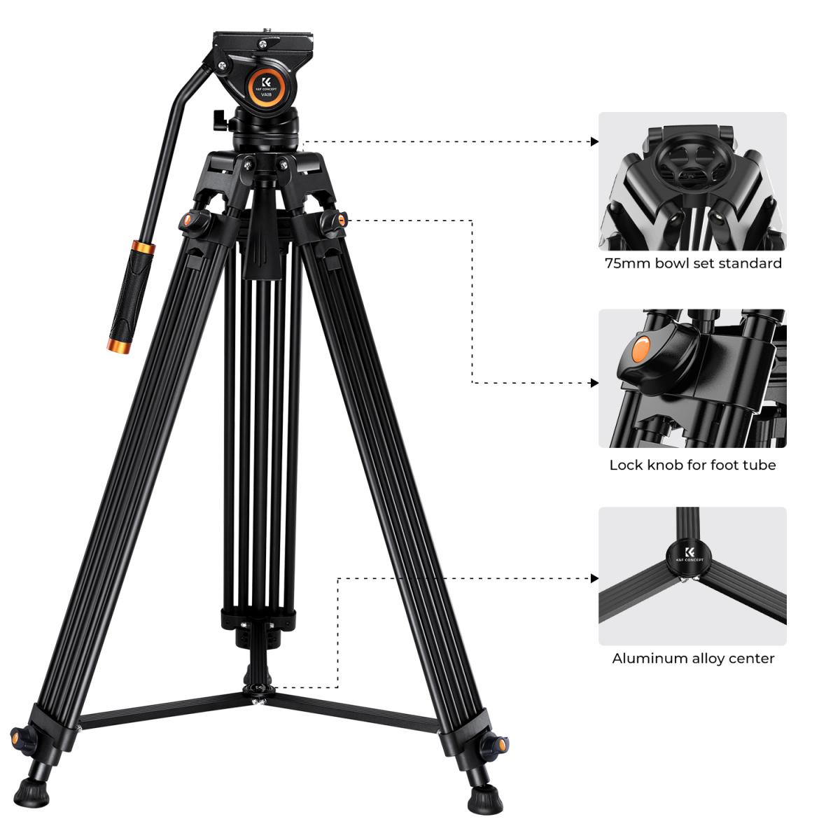 Tripie Profesional para Video 184cm Aluminio K&F Concept KF09.121