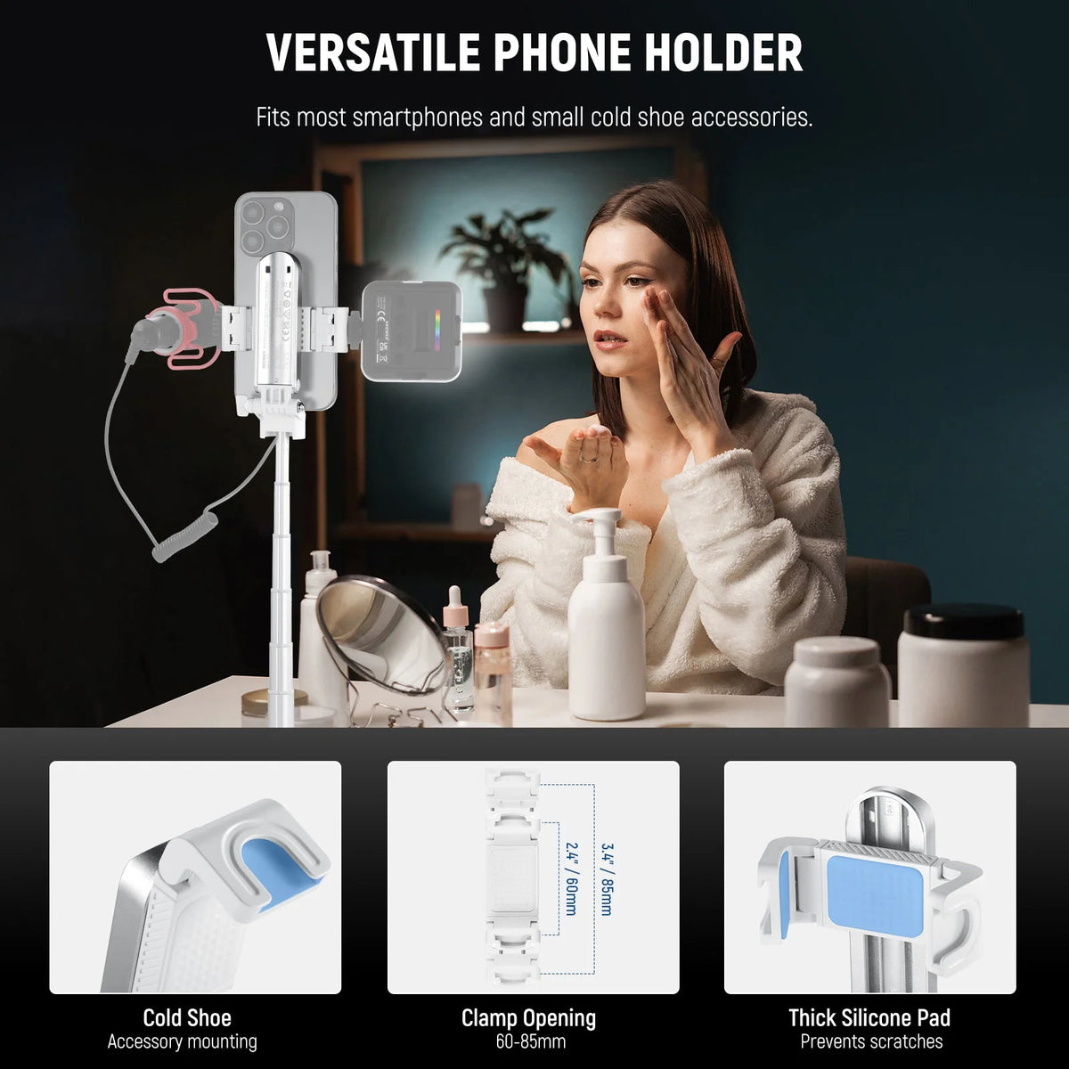 Trípode Selfie Plegable 3 en 1 con Control Bluetooth, Soporte 360° y Doble Zapata Fría NEEWER P15
