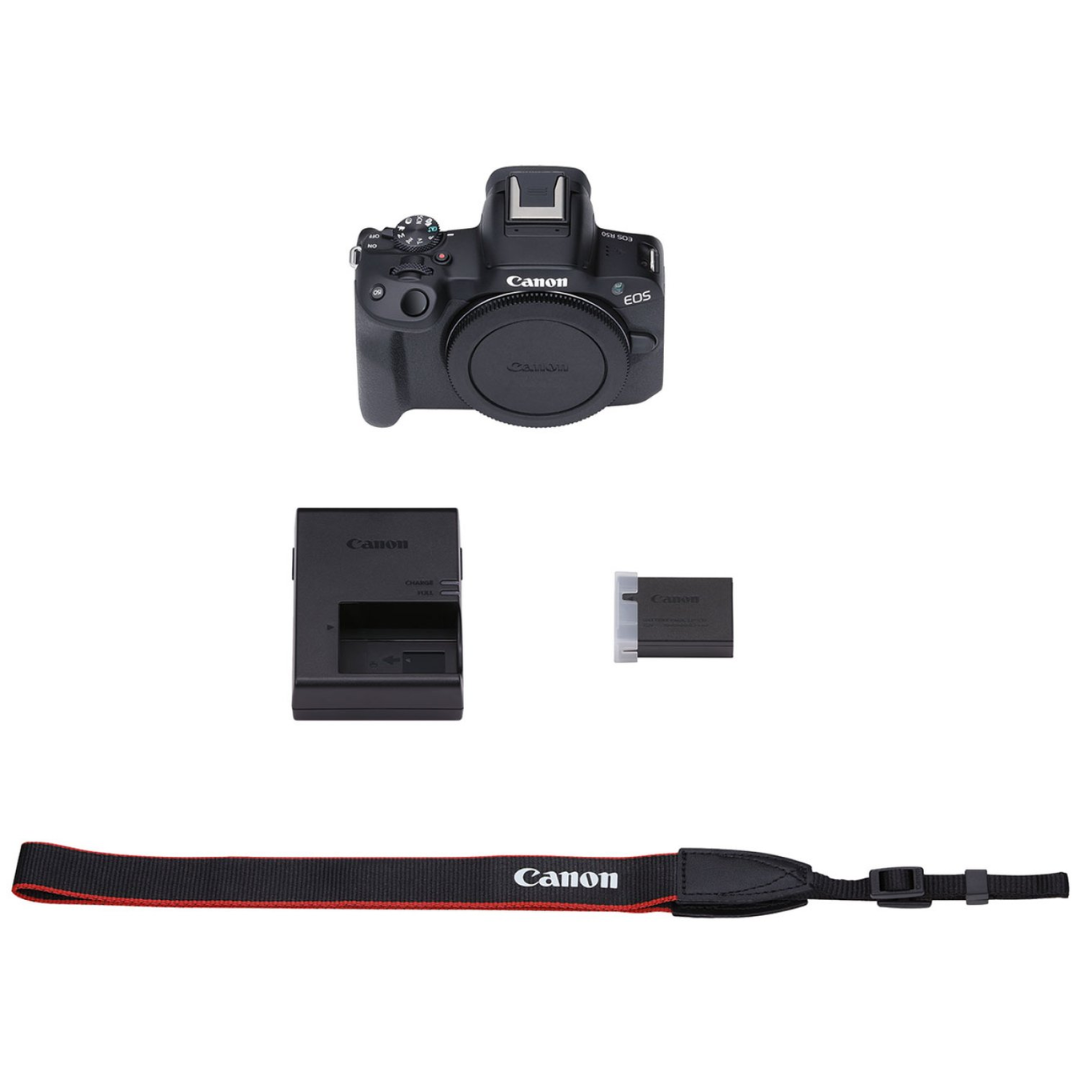 Cámara Canon EOS R50 Mirrorless cuerpo para principantes 