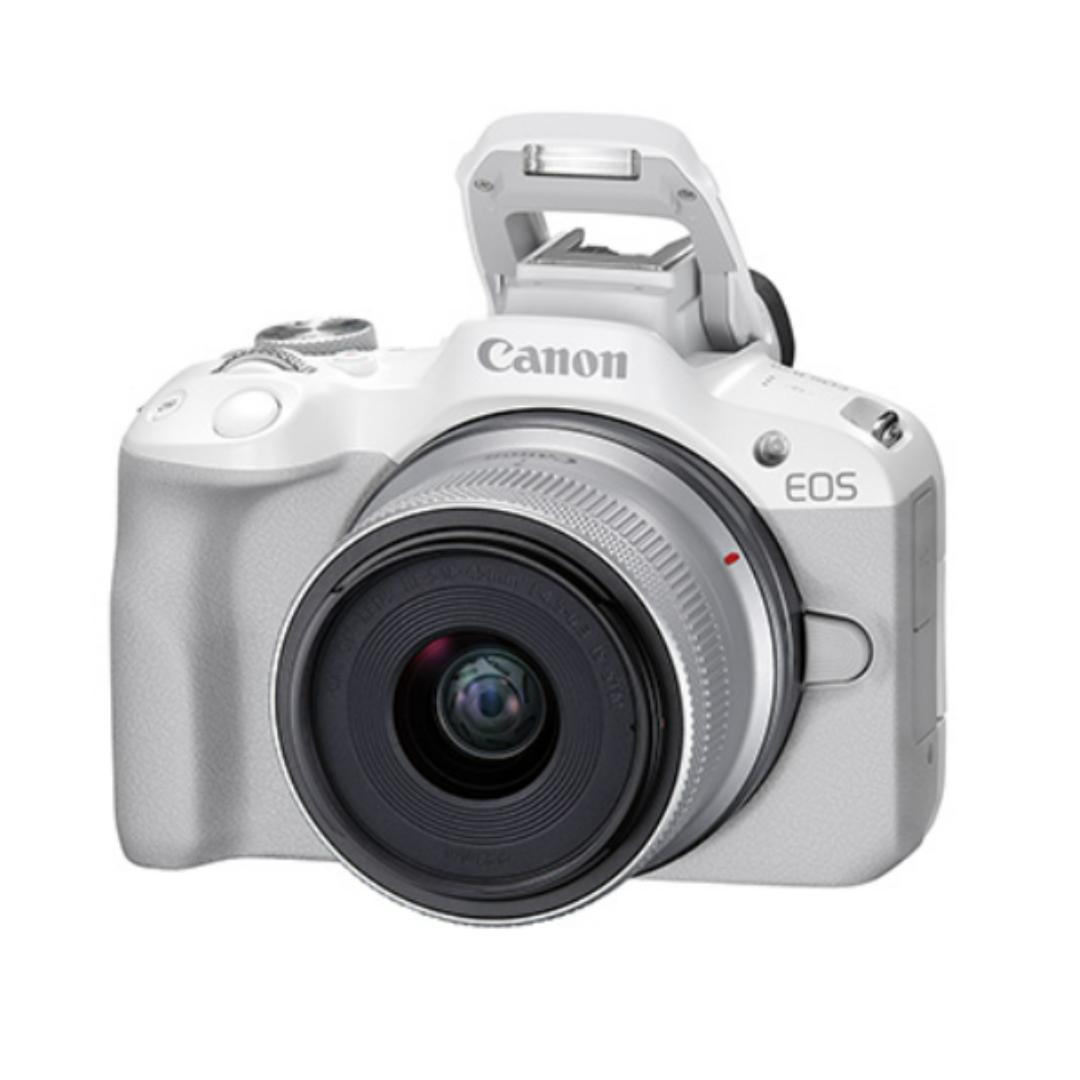 cámara canon eos R50 blanca para principiantes 