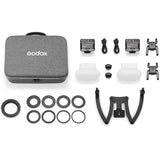 Kit dental Godox MF12-DK3 con accesorios, difusores y soportes para flash macro MF12 en fotografía dental