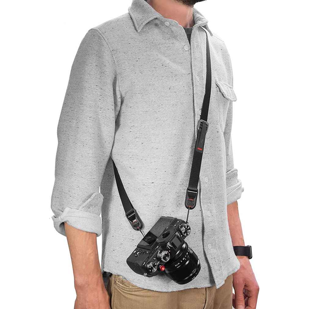 Correa Peak Design Leash L-BL-3 negra ajustable para cámara, con conectores Anchor Link de liberación rápida