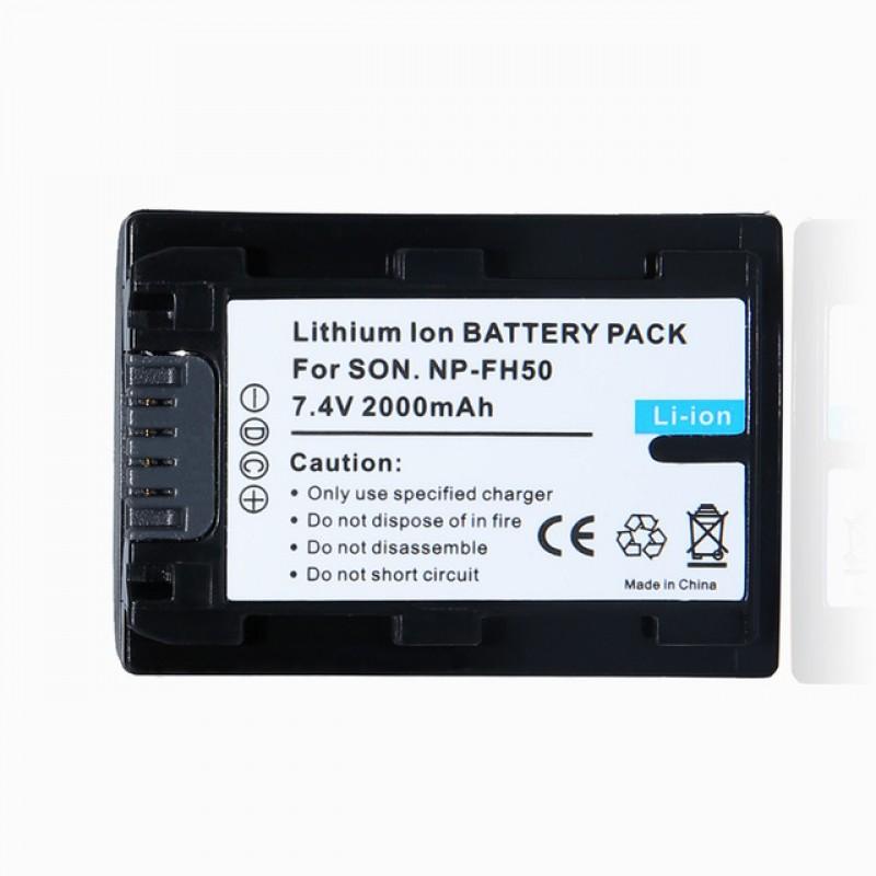 Batería genérica NP-FH50 de ion de litio, 7.4 V y 2000 mAh, compatible con cámaras Sony