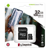 Tarjeta de Memoria Kingston MicroSD de 32GB Canvas Select Plus UHS-I 100MB/S