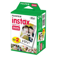 Película Fujifilm Instax Mini Twin Pack con 20 hojas instantáneas, distribuidas en dos cartuchos de 10 fotos.